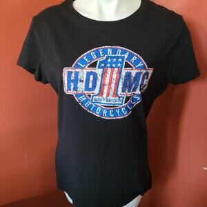 Harley Davidson Women's Tshirt Black with Graphic Size XL